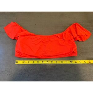 Vince Camuto Swim Ruffle Off Shoulder Bikini Top Orange Red Large L/G